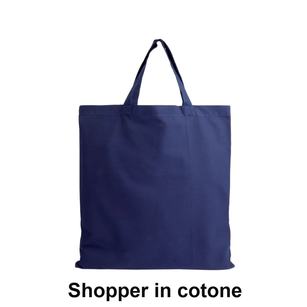 Borsa shopper in cotone colore blu