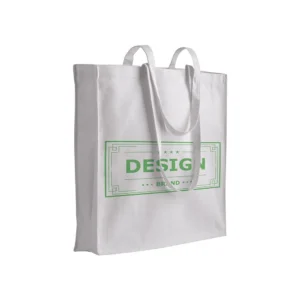 Borsa shopper Roma in cotone con soffietto bianco