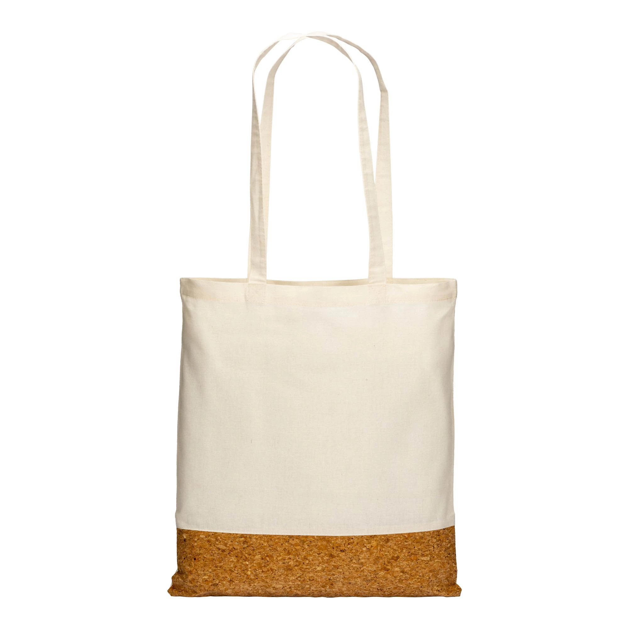 Borsa shopper Lampedusa in cotone 135 g/m² con base in sughero e manici lunghi colore naturale