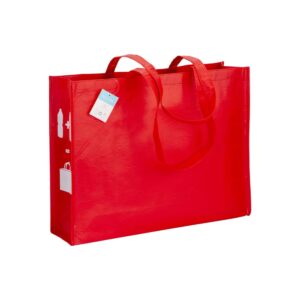 Borsa shopper Angera con soffietto e manici lunghi colore rosso profilo